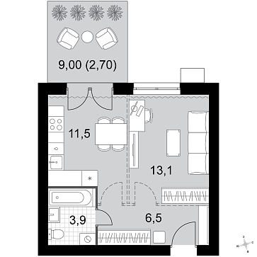 1 ккв 37,7 м²