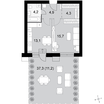 1 ккв 53,4 м²