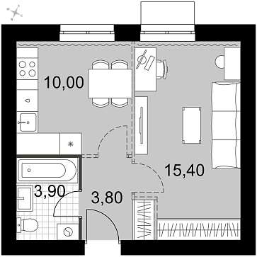 1 ккв 33,1 м²