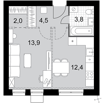 1 ккв 36,6 м²