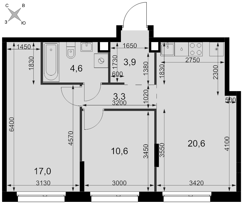 3 ккв (Евро) 60 м²