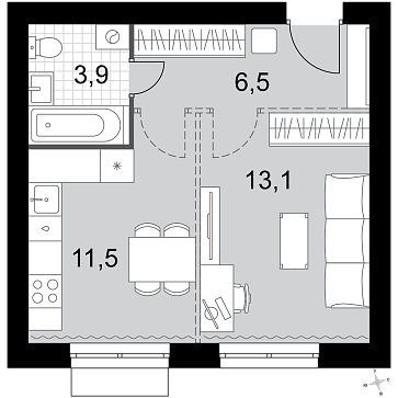 1 ккв 35 м²