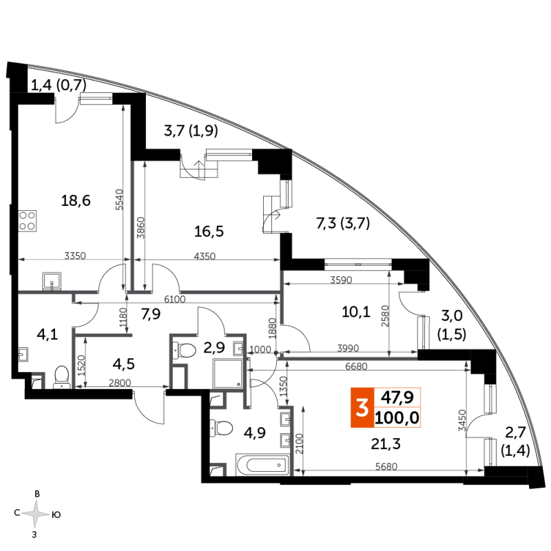 4 ккв (Евро) 99,5 м²