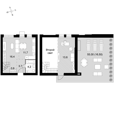 2 ккв (Евро) 67 м²