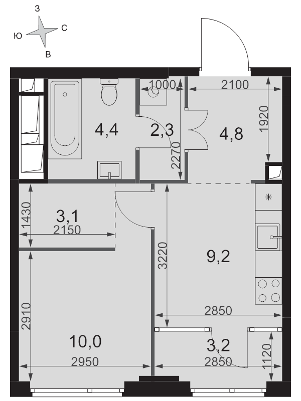 1 ккв 37 м²