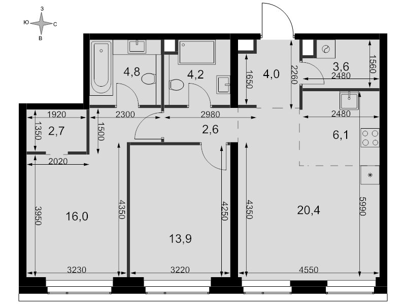 3 ккв (Евро) 78,3 м²