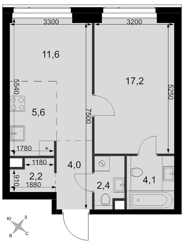 2 ккв (Евро) 47,1 м²
