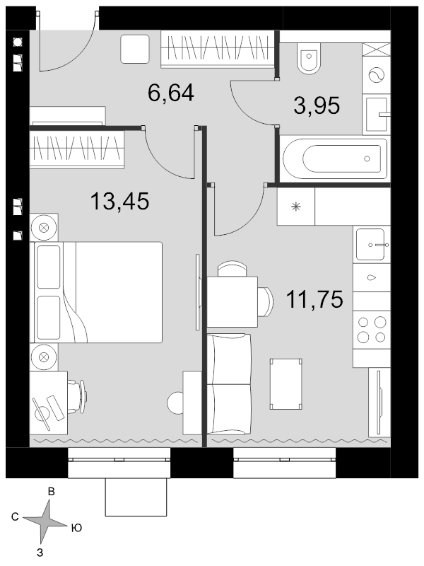 1 ккв 35,8 м²