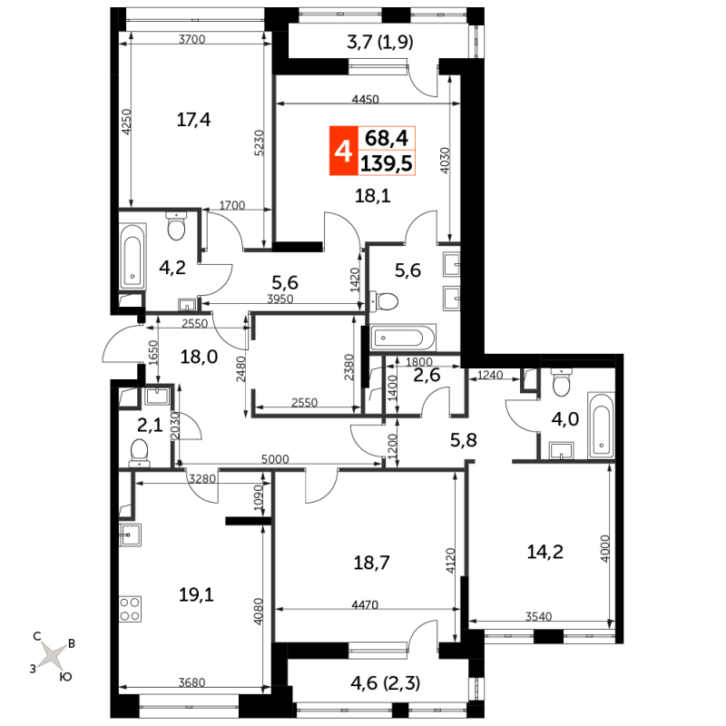 5 ккв (Евро) 139,2 м²