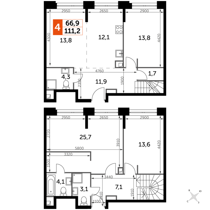 4 ккв (Евро) 111,2 м²