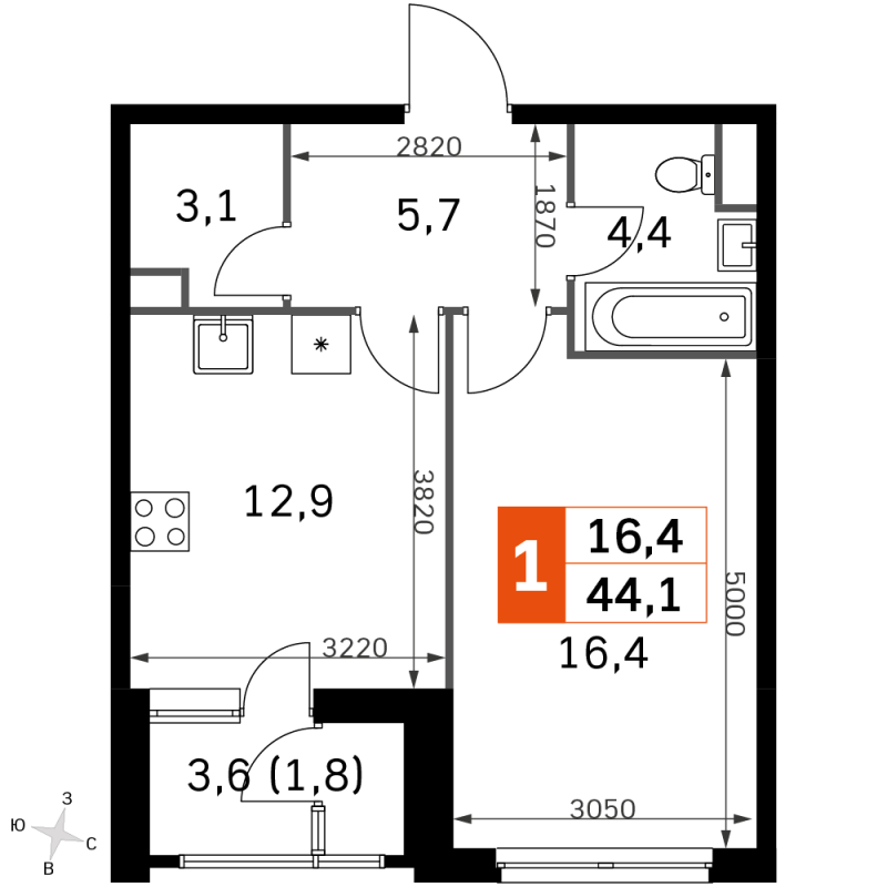 1 ккв 41,9 м²