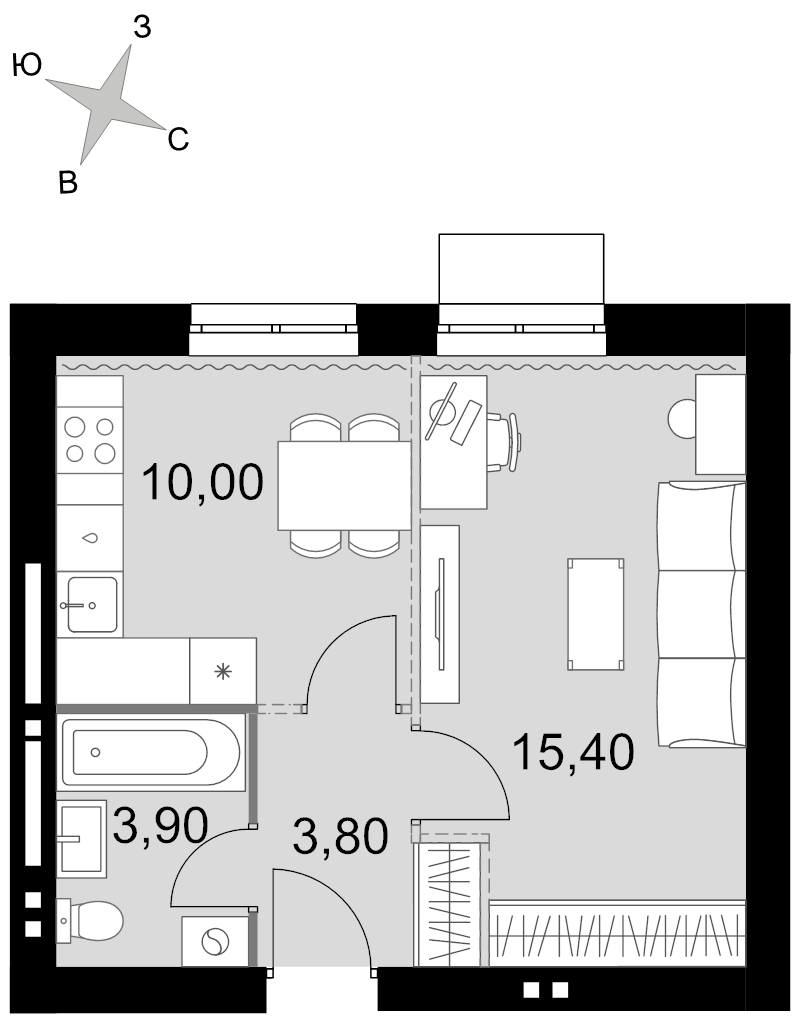 1 ккв 33,1 м²