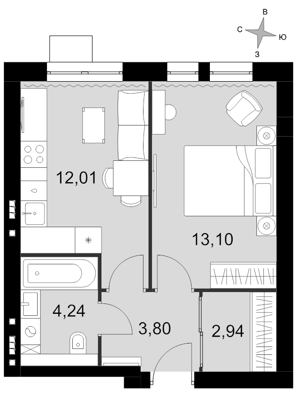 1 ккв 36,1 м²