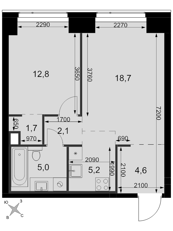2 ккв (Евро) 50,1 м²