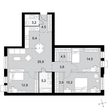4 ккв (Евро) 99 м²