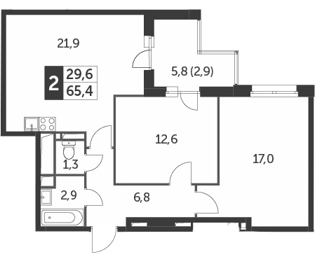 3 ккв (Евро) 65,4 м²