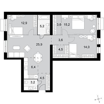 4 ккв (Евро) 99 м²