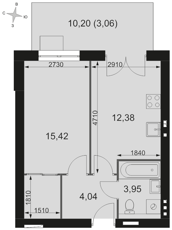1 ккв 38,9 м²
