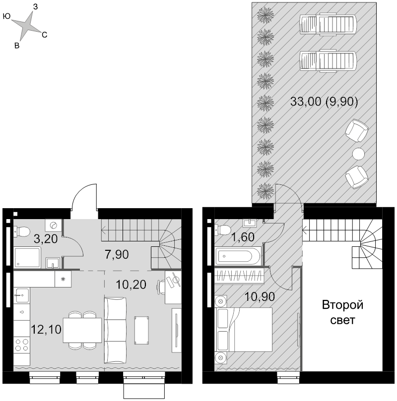 2 ккв (Евро) 55,8 м²