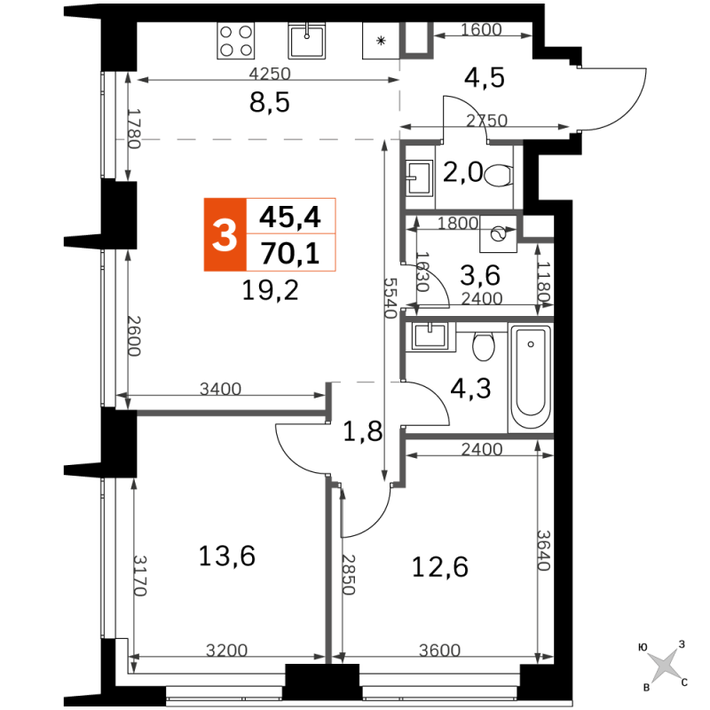 3 ккв (Евро) 70,1 м²