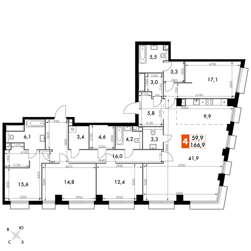 5 ккв (Евро) 166,9 м²