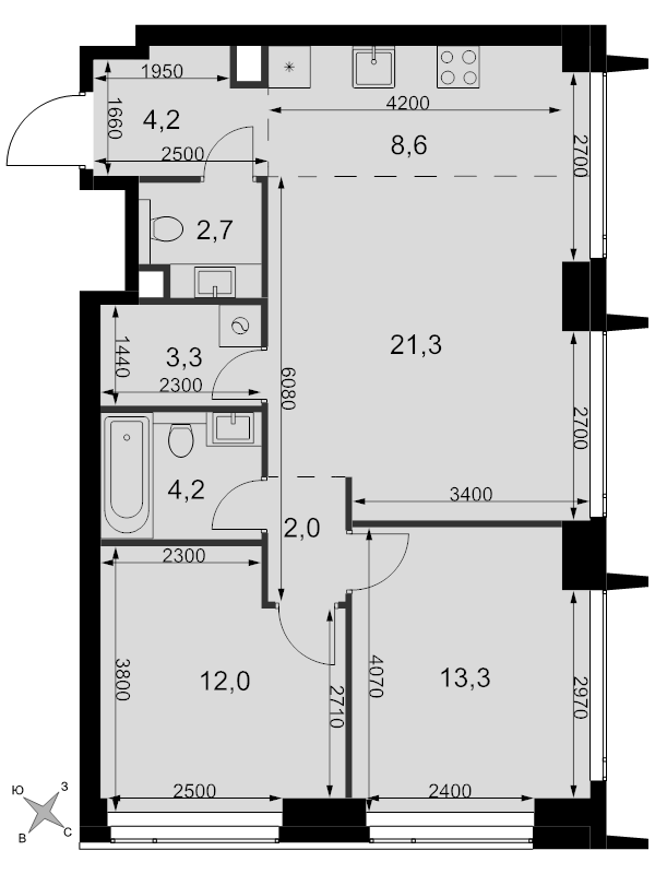 3 ккв (Евро) 71,6 м²