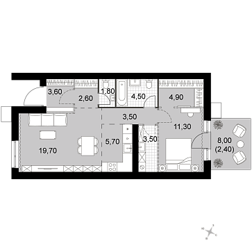 2 ккв (Евро) 63,5 м²