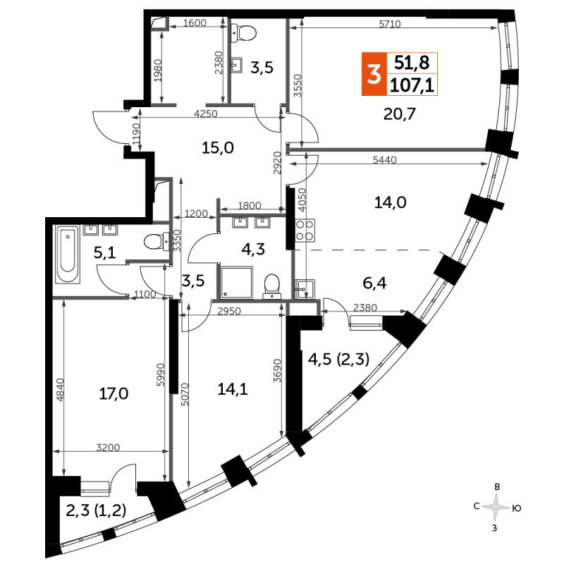 4 ккв (Евро) 106,1 м²