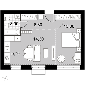 2 ккв (Евро) 45,2 м²