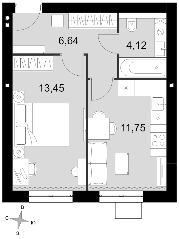 1 ккв 36 м²