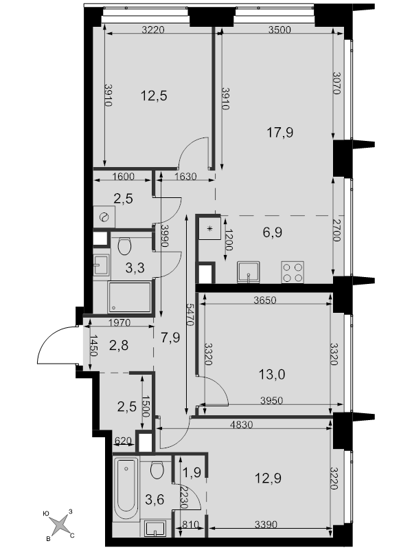 4 ккв (Евро) 87,7 м²