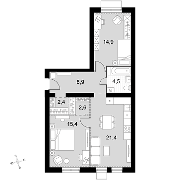 3 ккв (Евро) 70,1 м²