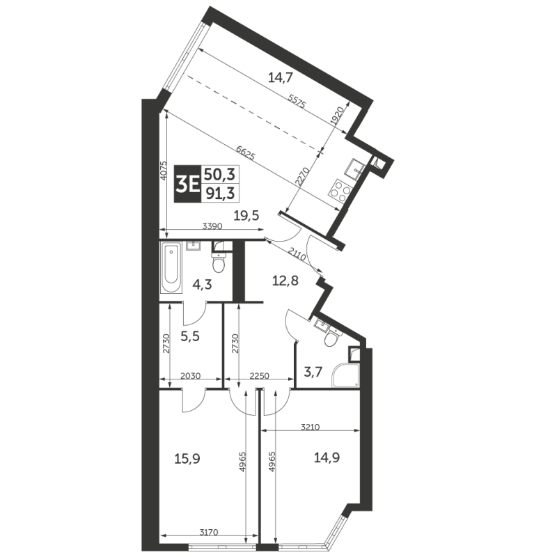 3 ккв (Евро) 91,3 м²