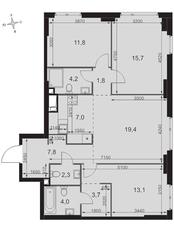 4 ккв (Евро) 90,8 м²