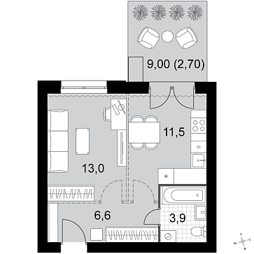 1 ккв 37,7 м²