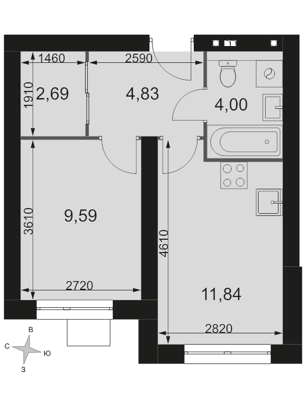 1 ккв 33 м²