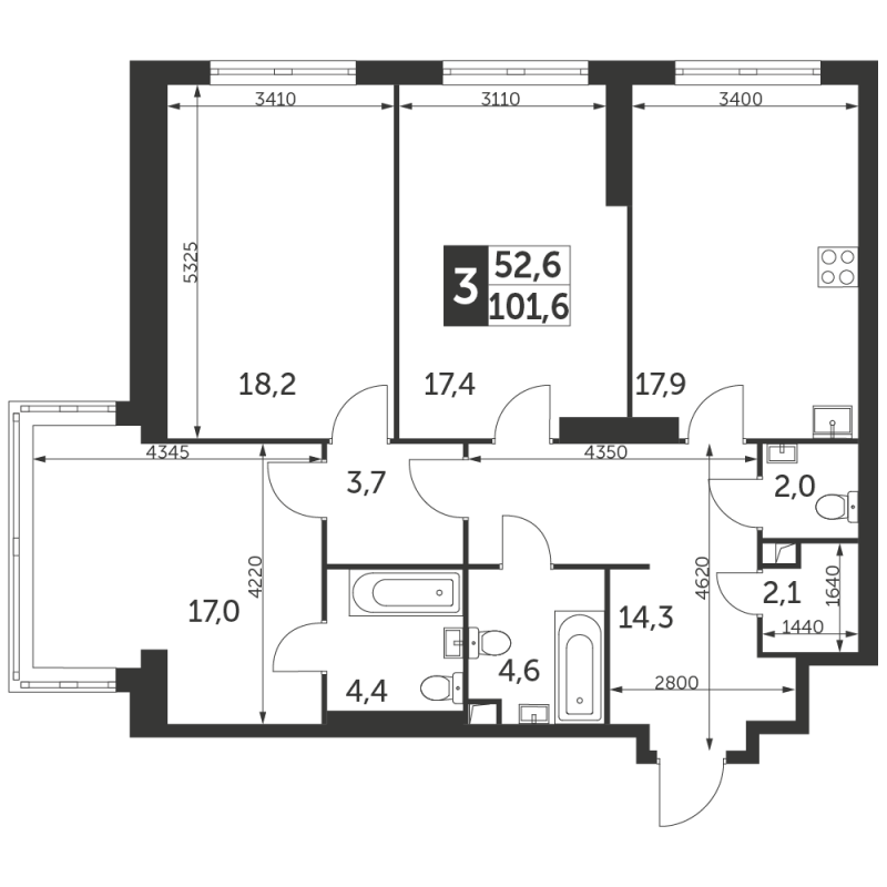 4 ккв (Евро) 101,6 м²
