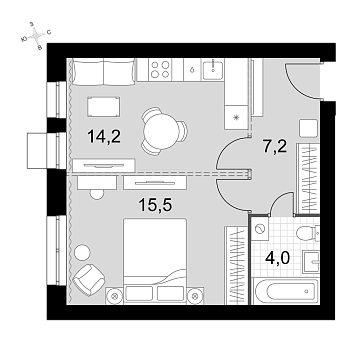 1 ккв 40,9 м²