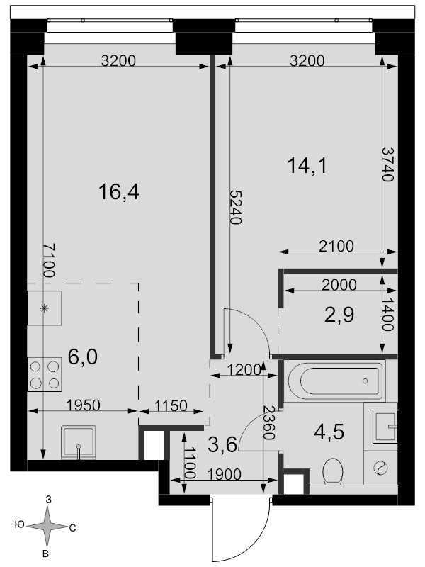 2 ккв (Евро) 47,5 м²
