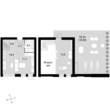 2 ккв (Евро) 67 м²