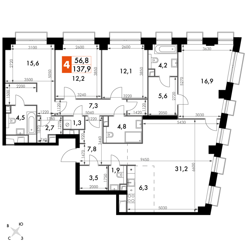 5 ккв (Евро) 137,9 м²