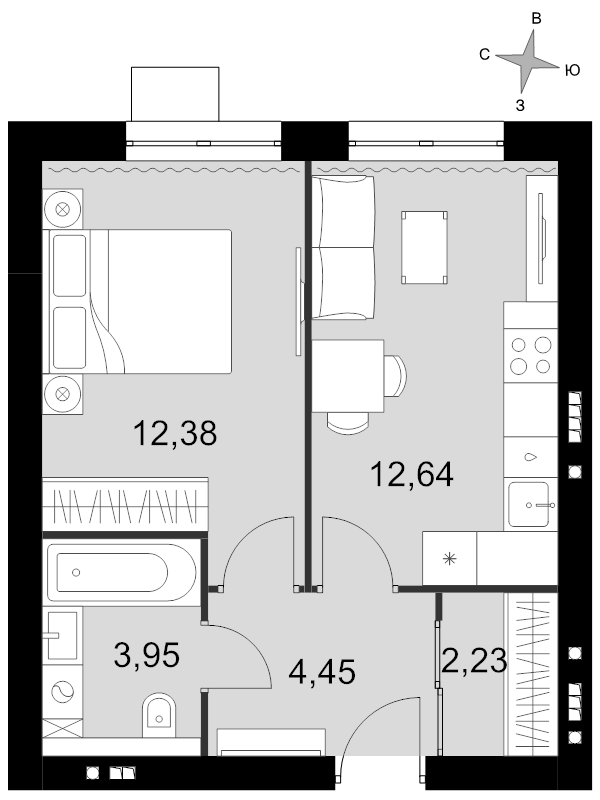 1 ккв 35,7 м²