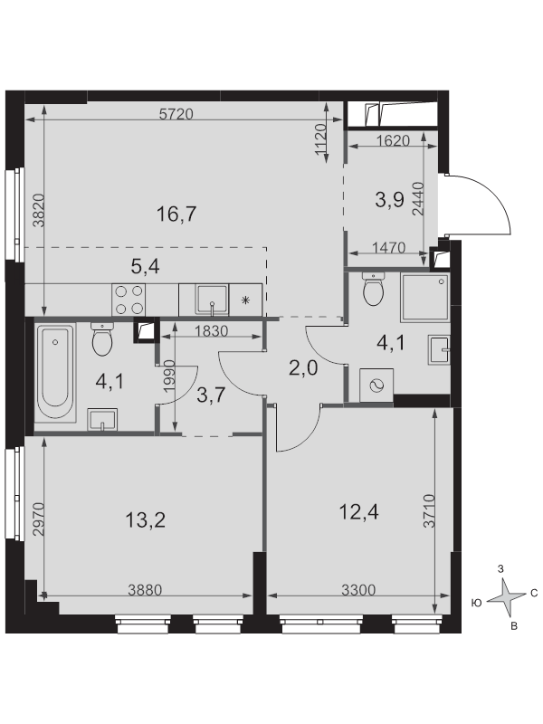 3 ккв (Евро) 65,5 м²