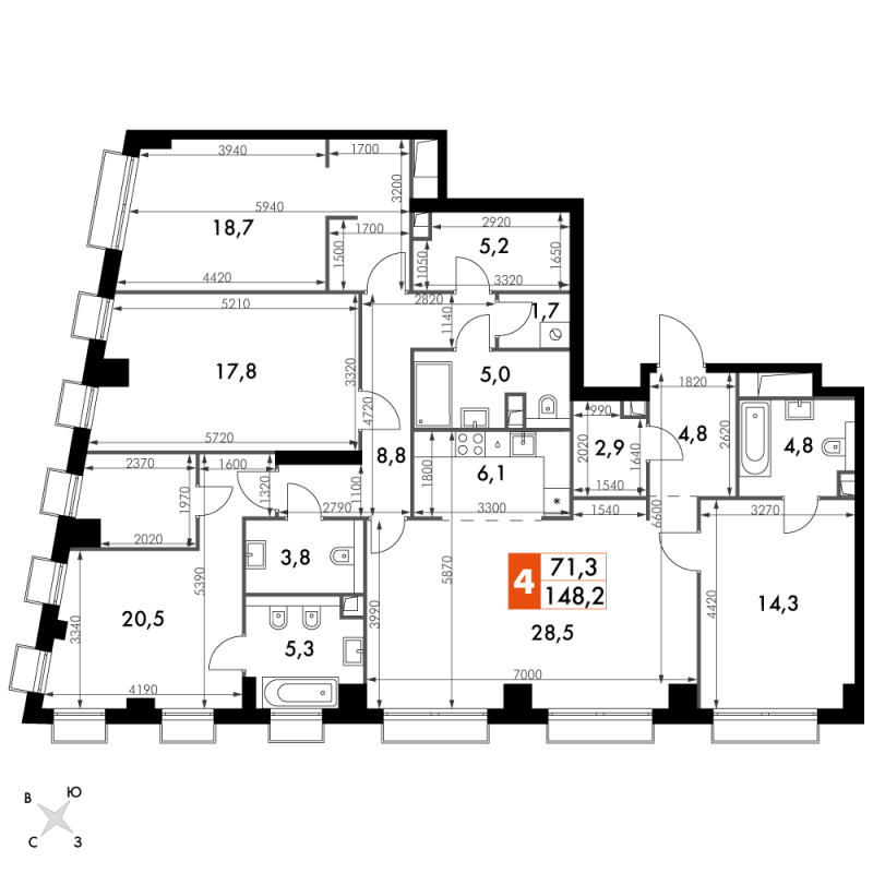 5 ккв (Евро) 148,2 м²