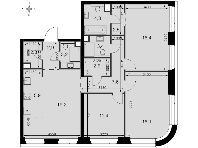 4 ккв (Евро) 103,1 м²