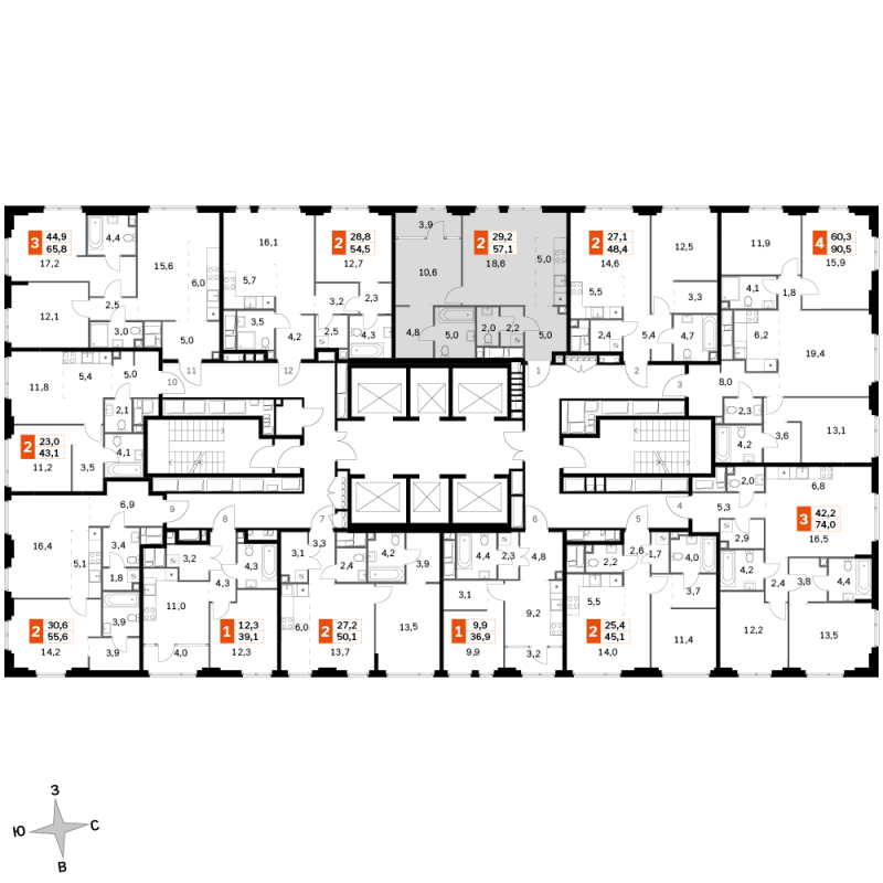 2 ккв (Евро) 57,1 м²
