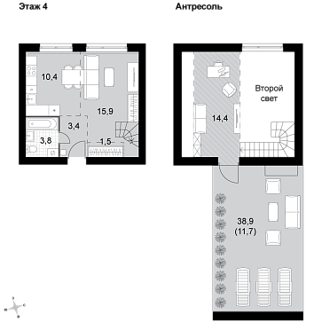 2 ккв (Евро) 61,1 м²
