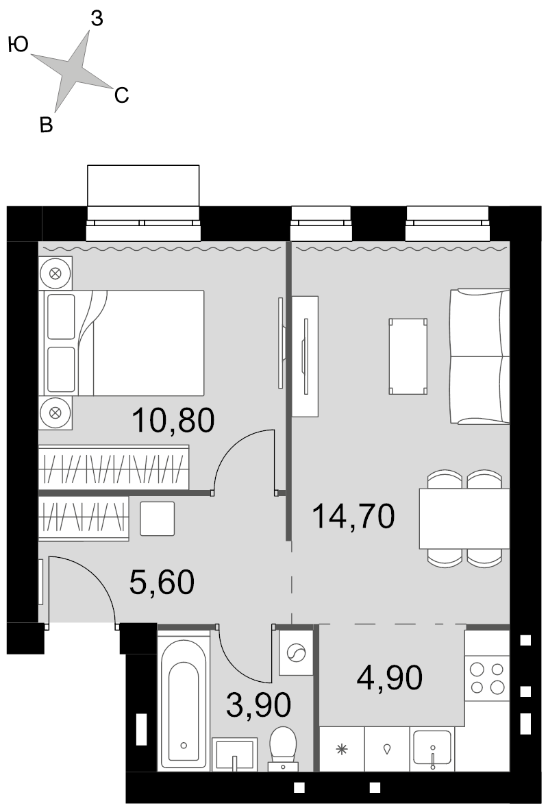 2 ккв (Евро) 39,9 м²