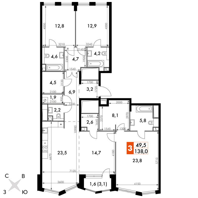 4 ккв (Евро) 138 м²