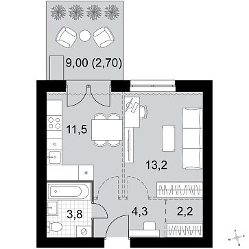 1 ккв 37,7 м²